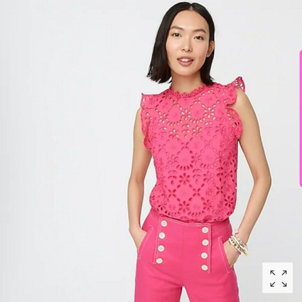 J.Crew WHITE NWOT Eyelet top medium